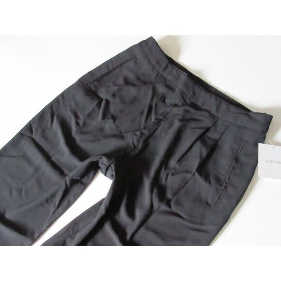 NWT Ellen Tracy Black Soft Fluid Stretch Crepe Pleated Pull-on Crop Pants 10 - Picture 5 of 12